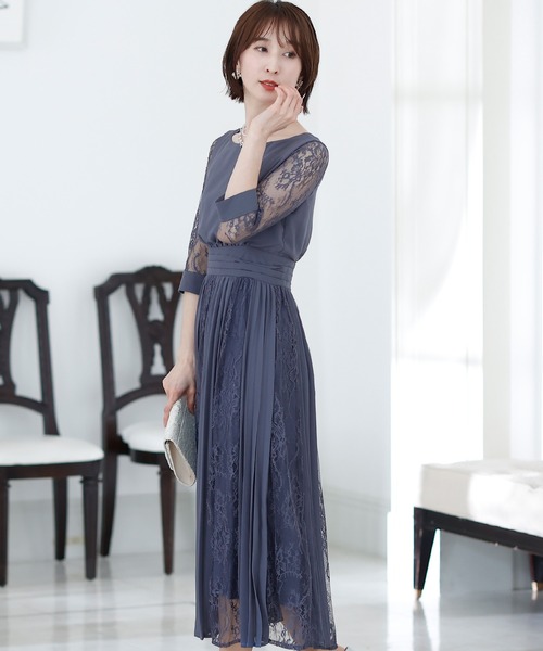 PourVous(プールヴー)の「シアーカフス パーティー ドレス 大きいサイズ 袖あり&ミモレ丈 結婚式 二次会 成人式 お呼ばれ 同窓会 謝恩会 20代 30代(ドレス・レディース・ネイビー/ブルー/ダークパープル/ボルドー/ライトグレー/グレイッシュブルー/ブラック/グリーン/ラベンダー/ライトグリーン/チャコールグレー/グレイッシュベージュ/ブルー系その他・4L/S/M/L/XL/XXL)」の19枚目の写真