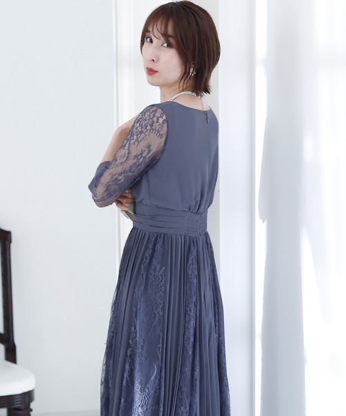 PourVous(プールヴー)の「シアーカフス パーティー ドレス 大きいサイズ 袖あり&ミモレ丈 結婚式 二次会 成人式 お呼ばれ 同窓会 謝恩会 20代 30代(ドレス・レディース・ネイビー/ブルー/ダークパープル/ボルドー/ライトグレー/グレイッシュブルー/ブラック/グリーン/ラベンダー/ライトグリーン/チャコールグレー/グレイッシュベージュ/ブルー系その他・4L/S/M/L/XL/XXL)」の21枚目の写真