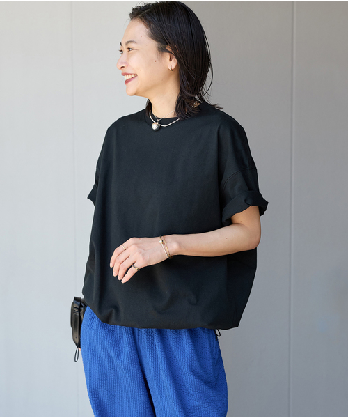 JOURNAL STANDARD(ジャーナルスタンダード)の「《追加7》シャーリングTシャツ(Tシャツ/カットソー・レディース・ホワイト/ブラウン系その他/ブラック・FREE)」の15枚目の写真