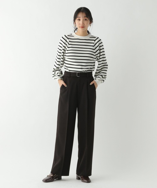 A part by(アパートバイ)の「ベルトツキタックストレートパンツ(その他パンツ・レディース・ブラック/アイボリー・MEDIUM/LARGE)」の3枚目の写真