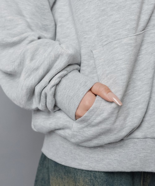 SPINNS(スピンズ)の「立体ロゴが主役★ストリートWジップフーディ/サガラ刺繍スター(パーカー・レディース・ブラック/杢グレー/オートミール/レッド・ONESIZE)」の20枚目の写真
