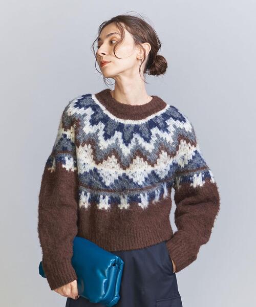 BEAUTY&YOUTH UNITED ARROWS(ビューティーアンドユースユナイテッドアローズ)の「アルパカブレンド ノルディックニットプルオーバー(ニット/セーター・レディース・ダークグレー/ブラウン・FREE)」の1枚目の写真