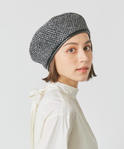 Chapeau d' O(シャポードオー)の「Chapeau d' O Monty Beret GlenCheck(ハンチング/ベレー帽・レディース・ブラウン/ブラック/ネイビー・M/57.5cm)」の2枚目の写真