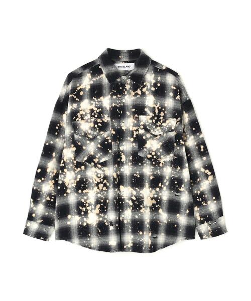 WHITELAND(ホワイトランド)の「WHITELAND/ホワイトランド/BLEACH CHECK SHIRTS(シャツ/ブラウス・メンズ・ネイビー/ブラック/レッド・F)」の5枚目の写真