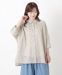 one'sterrace | ドットプリント前開き7分袖チュニックブラウス(シャツ/ブラウス)