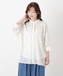 one'sterrace | ドットプリント前開き7分袖チュニックブラウス(シャツ/ブラウス)