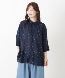 one'sterrace | ドットプリント前開き7分袖チュニックブラウス(シャツ/ブラウス)