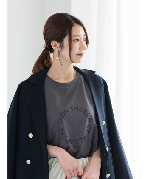 Te chichi(テチチ)の「ラインストーンサークルロゴTシャツ(Tシャツ/カットソー・レディース・シルバー/オフホワイト/チャコールグレー・F)」の9枚目の写真