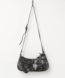XU | ストリートファッション XU エックスユー pocket leather belt bag ポケットレザーベルトバッグ フェイクレザー ミニバッグ ショルダーバッグ ホーボーバッグ ビンテージ風バッグ グランジ 韓国ストリート 韓国ファッション(ショルダーバッグ)
