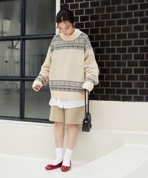 FREAK'S STORE(フリークスストア)の「【WEB限定】MACOBER×FREAK'S STORE/マコバー ノルディック柄ニットプルオーバー(ニット/セーター・レディース・ネイビー/ブラウン/ナチュラル・ONE SIZE)」の19枚目の写真