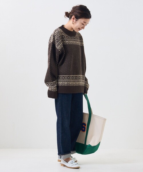 FREAK'S STORE(フリークスストア)の「【WEB限定】MACOBER×FREAK'S STORE/マコバー ノルディック柄ニットプルオーバー(ニット/セーター・レディース・ネイビー/ブラウン/ナチュラル・ONE SIZE)」の7枚目の写真