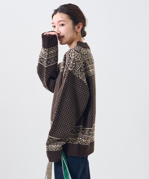 FREAK'S STORE(フリークスストア)の「【WEB限定】MACOBER×FREAK'S STORE/マコバー ノルディック柄ニットプルオーバー(ニット/セーター・レディース・ネイビー/ブラウン/ナチュラル・ONE SIZE)」の9枚目の写真