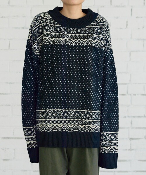 FREAK'S STORE(フリークスストア)の「【WEB限定】MACOBER×FREAK'S STORE/マコバー ノルディック柄ニットプルオーバー(ニット/セーター・レディース・ネイビー/ブラウン/ナチュラル・ONE SIZE)」の16枚目の写真