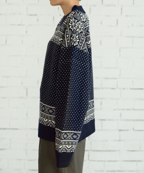 FREAK'S STORE(フリークスストア)の「【WEB限定】MACOBER×FREAK'S STORE/マコバー ノルディック柄ニットプルオーバー(ニット/セーター・レディース・ネイビー/ブラウン/ナチュラル・ONE SIZE)」の17枚目の写真
