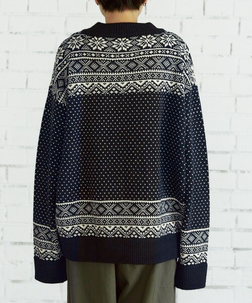 FREAK'S STORE(フリークスストア)の「【WEB限定】MACOBER×FREAK'S STORE/マコバー ノルディック柄ニットプルオーバー(ニット/セーター・レディース・ネイビー/ブラウン/ナチュラル・ONE SIZE)」の18枚目の写真