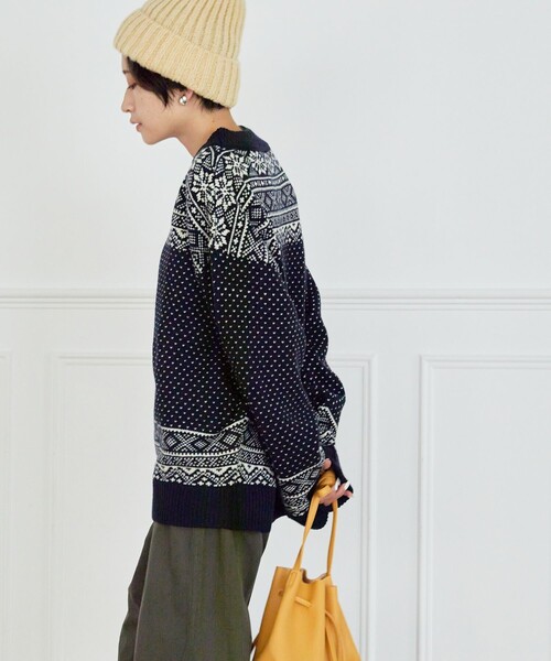 FREAK'S STORE(フリークスストア)の「【WEB限定】MACOBER×FREAK'S STORE/マコバー ノルディック柄ニットプルオーバー(ニット/セーター・レディース・ネイビー/ブラウン/ナチュラル・ONE SIZE)」の1枚目の写真