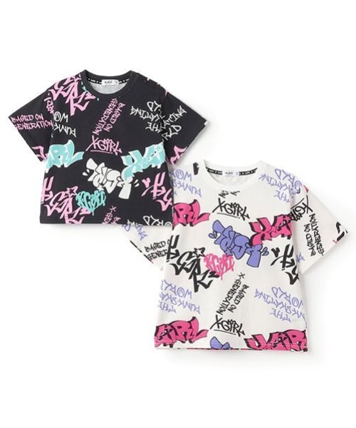 X-girl Stages(エックスガールステージス)の「【TBSドラマ フェイクマミー 着用アイテム】グラフィティ総柄半袖Tシャツ(Tシャツ/カットソー・キッズ・オフホワイト/ブラック・140cm/120cm/130cm/80cm/90cm/110cm/100cm)」の10枚目の写真
