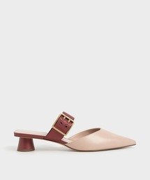 サテングロメット ミュール / Satin Grommet Buckle Mules