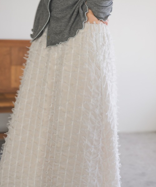 idem(イデム)の「ribbon chiffon skirt/リボンフリンジスカート【Sサイズ展開あり】(スカート・レディース・ホワイト/ブラック・SMALL/FREE)」の6枚目の写真