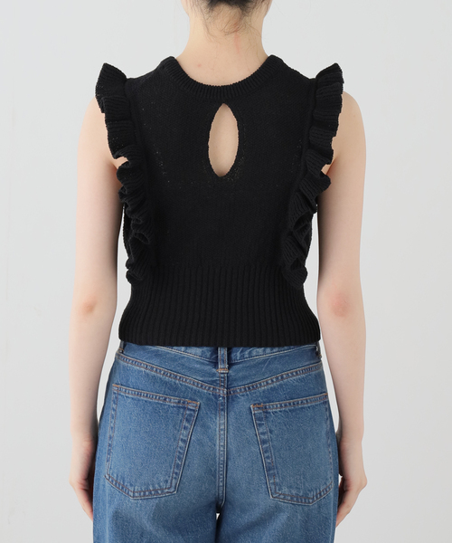 CLANE(クラネ)の「CLANE/クラネ FRILL SLEEVE KNIT TOPS 10106-2173(ニット/セーター・レディース・ブラック/レッド・FREE)」の4枚目の写真