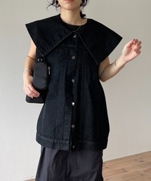 wee9s | vintage like big collar denim vest / ヴィンテージライクビッグカラーデニムベスト(ベスト)