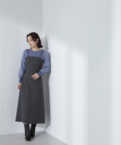 NATURAL BEAUTY BASIC(ナチュラルビューティーベーシック)の「◇チュールスリーブドッキングニット(ニット/セーター・レディース・ブラウン/オフホワイト/ブラック/ブルー・FREE)」の6枚目の写真