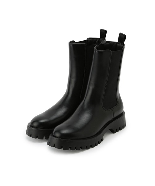 ADAM ET ROPE'(アダムエロペ)の「【WEB限定・晴雨兼用】ミドル丈ラグソールサイドゴアブーツ(ブーツ・レディース・ブラック/カーキ・23.0cm/23.5cm/24.0cm/24.5cm)」の7枚目の写真