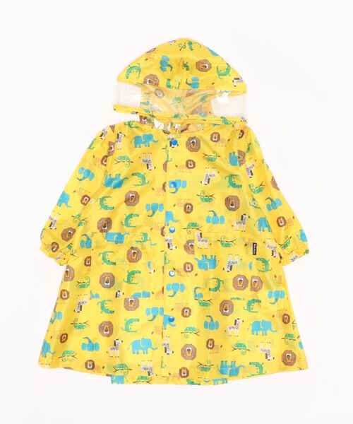Kids Foret(キッズフォーレ)の「総柄レインコート(レインコート/ポンチョ・キッズ・ブルー/イエロー/ネイビー・L/S/M)」の2枚目の写真