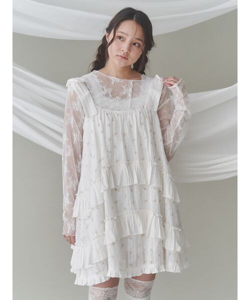 merry jenny(メリージェニー)の「floralフレアミニワンピース(ワンピース・レディース・ピンク/ブルー・FREE)」の4枚目の写真