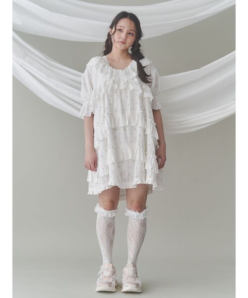merry jenny(メリージェニー)の「floralフレアミニワンピース(ワンピース・レディース・ピンク/ブルー・FREE)」の6枚目の写真