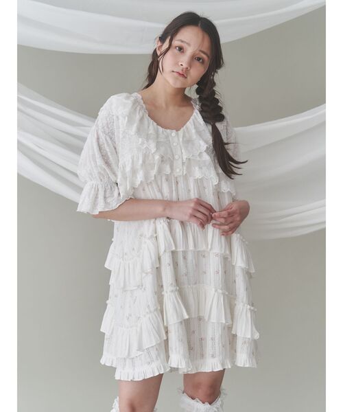 merry jenny(メリージェニー)の「floralフレアミニワンピース(ワンピース・レディース・ピンク/ブルー・FREE)」の7枚目の写真