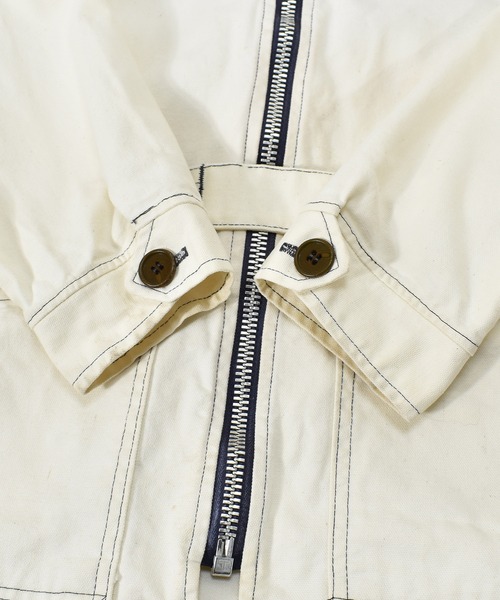 VINTAGE(ヴィンテージ)の「【ヴィンテージ古着】70's フルジップ ハーフコート ベルト付き(その他アウター・メンズ・ホワイト・XL)」の2枚目の写真