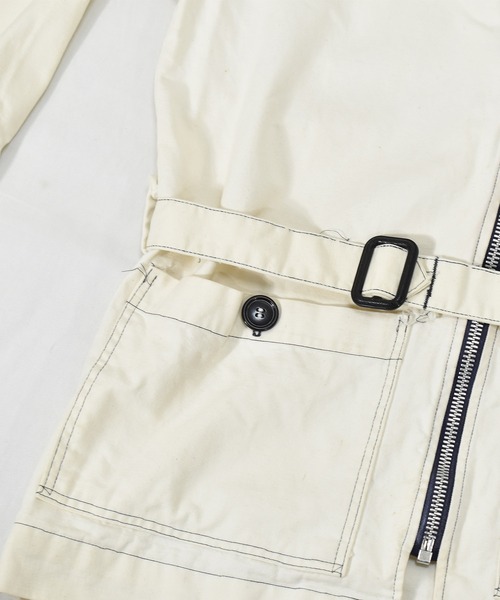 VINTAGE(ヴィンテージ)の「【ヴィンテージ古着】70's フルジップ ハーフコート ベルト付き(その他アウター・メンズ・ホワイト・XL)」の4枚目の写真