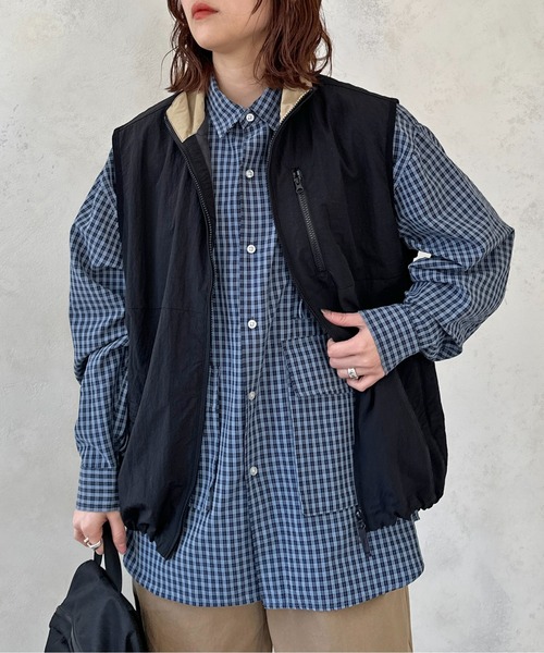 CPCM(シーピーシーエム)の「ナイロン配色スタンドベスト(ベスト・メンズ・グレー/グリーン/ネイビー/ブラック・LARGE/MEDIUM)」の16枚目の写真