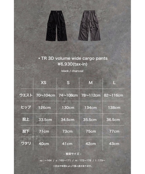 ADRER(アドラー)の「TR 3D volume wide cargo pants / TR 3D ボリューム ワイド カーゴパンツ(カーゴパンツ・メンズ・ライトグレー/ブラック・M/S/XS/L)」の3枚目の写真