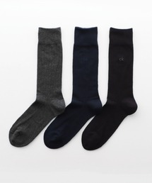 【3足セット】Calvin Klein メンズ 抗菌防臭 ストライプ ビジネスソックス 92572200