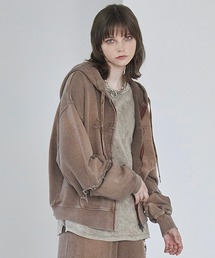 【Spielio】Vintage-like detachable sweatshirt hoodie/ヴィンテージライクデタッチャブルスウェットパーカー(2WAY)