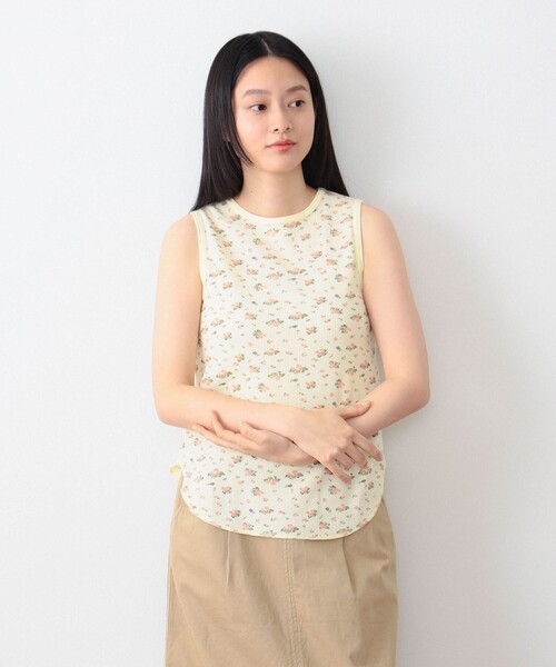BEAMS BOY(ビームスボーイ)の「BEAMS BOY / フラワー サーマル ノースリーブ(タンクトップ・レディース・イエロー/オフホワイト・ONE SIZE)」の1枚目の写真