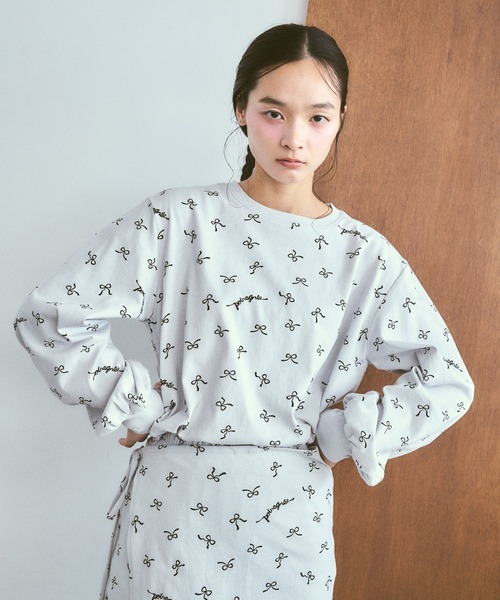 poiregnee(ポワニェ)の「リボンロゴカットソー(Tシャツ/カットソー・レディース・ライトグレー/クリーム・FREE)」の2枚目の写真