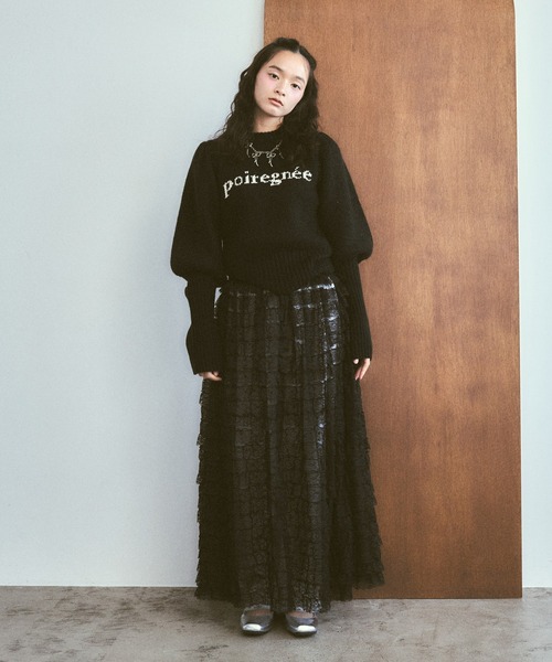 poiregnee(ポワニェ)の「ジャガードロゴニットプルオーバー(ニット/セーター・レディース・アイボリー/ライトブルー/ブラック・FREE)」の8枚目の写真