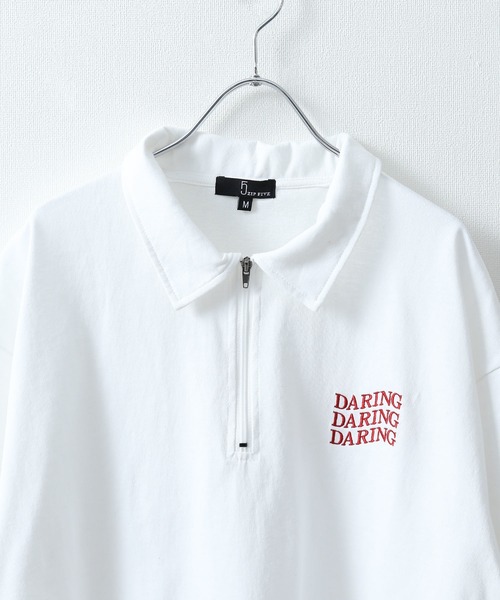 ZIP FIVE(ジップファイブ)の「【ZIP FIVE】【ユニセックス】ハーフジップワンポイント刺繍 半袖Tシャツ/ポロシャツ(ポロシャツ・メンズ・ブラック×ホワイト/クリーム/ホワイト×レッド/オートミール/アイボリー系1/ブラック×ブルー/ホワイト×グリーン/ネイビー/アイボリー系/ホワイト×ブラック/ホワイト/ブラック系/ネイビー系/ブラック・LARGE/MEDIUM)」の15枚目の写真