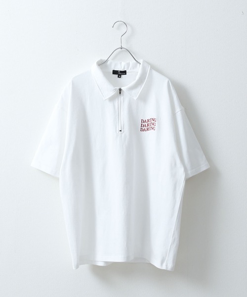 ZIP FIVE(ジップファイブ)の「【ZIP FIVE】【ユニセックス】ハーフジップワンポイント刺繍 半袖Tシャツ/ポロシャツ(ポロシャツ・メンズ・ブラック×ホワイト/クリーム/ホワイト×レッド/オートミール/アイボリー系1/ブラック×ブルー/ホワイト×グリーン/ネイビー/アイボリー系/ホワイト×ブラック/ホワイト/ブラック系/ネイビー系/ブラック・LARGE/MEDIUM)」の21枚目の写真