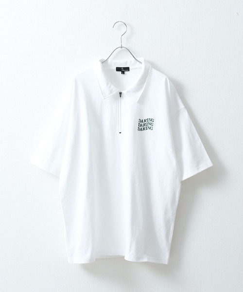 ZIP FIVE(ジップファイブ)の「【ZIP FIVE】【ユニセックス】ハーフジップワンポイント刺繍 半袖Tシャツ/ポロシャツ(ポロシャツ・メンズ・ブラック×ホワイト/クリーム/ホワイト×レッド/オートミール/アイボリー系1/ブラック×ブルー/ホワイト×グリーン/ネイビー/アイボリー系/ホワイト×ブラック/ホワイト/ブラック系/ネイビー系/ブラック・LARGE/MEDIUM)」の22枚目の写真