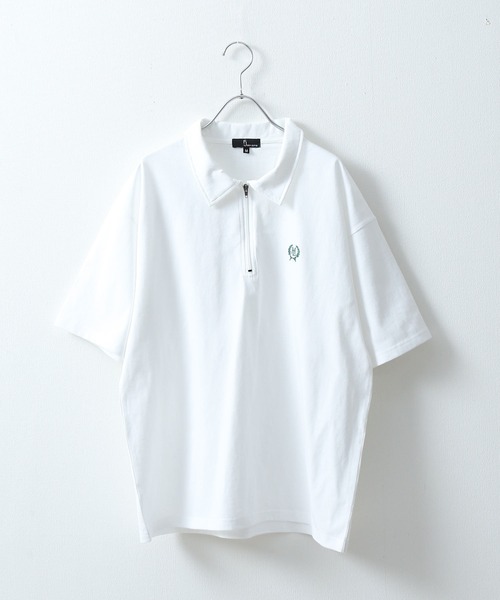 ZIP FIVE(ジップファイブ)の「【ZIP FIVE】【ユニセックス】ハーフジップワンポイント刺繍 半袖Tシャツ/ポロシャツ(ポロシャツ・メンズ・ブラック×ホワイト/クリーム/ホワイト×レッド/オートミール/アイボリー系1/ブラック×ブルー/ホワイト×グリーン/ネイビー/アイボリー系/ホワイト×ブラック/ホワイト/ブラック系/ネイビー系/ブラック・LARGE/MEDIUM)」の20枚目の写真