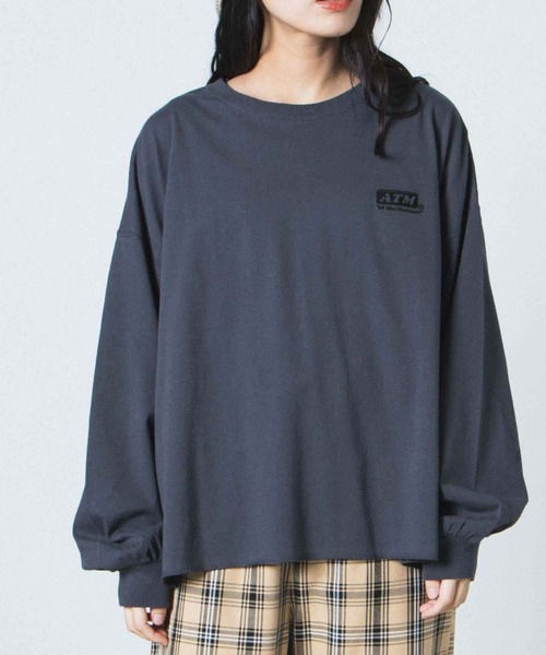 WEGO(ウィゴー)の「WEGO/USAドルマンスリーブビッグシルエットロンT(Tシャツ/カットソー・レディース・ホワイト/スミクロ/ブラウン系その他5・FREE)」の2枚目の写真