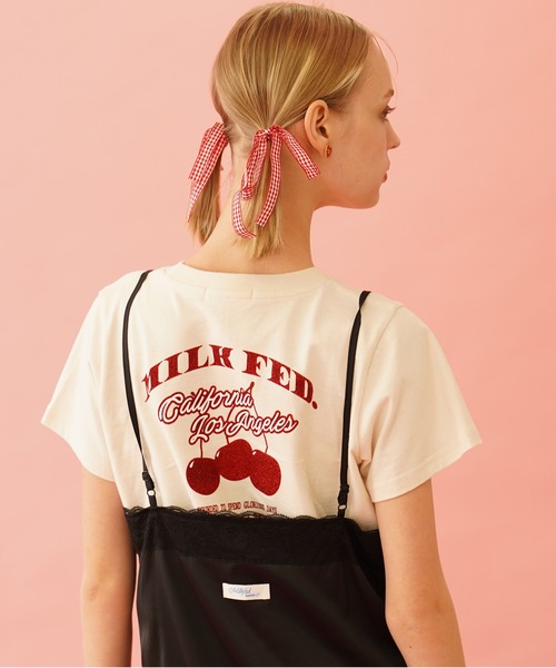 MILKFED.(ミルクフェド)の「GLITTER CHERRY COMPACT S/S TEE(Tシャツ/カットソー・レディース・オフホワイト/ブラック/ライトグリーン・S/M)」の2枚目の写真