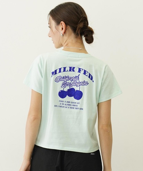 MILKFED.(ミルクフェド)の「GLITTER CHERRY COMPACT S/S TEE(Tシャツ/カットソー・レディース・オフホワイト/ブラック/ライトグリーン・S/M)」の1枚目の写真