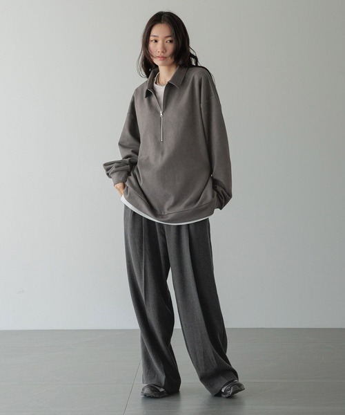 LOWRYS FARM(ローリーズファーム)の「【LFM(U)】スウェードライクHZIPポロ 593465(Tシャツ/カットソー・メンズ・ブラウン/グレー/チャコールグレー・MEDIUM/LARGE)」の11枚目の写真
