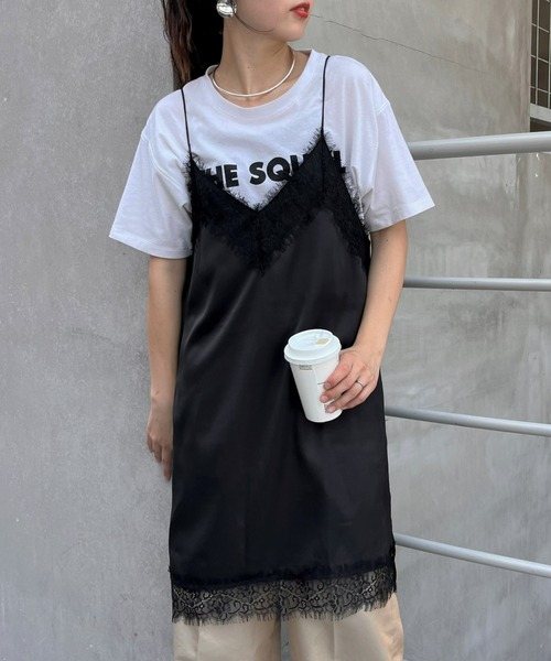 CIAOPANIC TYPY(チャオパニックティピー)の「ランジェリーサテンキャミチュニック(キャミソール・レディース・ブラック/カーキ/イエロー・ONE SIZE)」の2枚目の写真