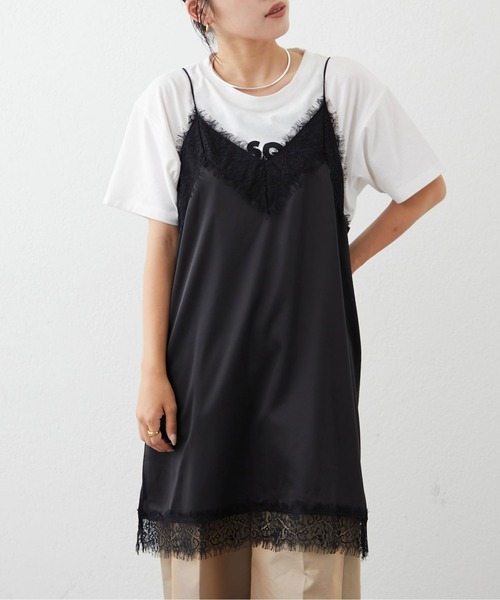 CIAOPANIC TYPY(チャオパニックティピー)の「ランジェリーサテンキャミチュニック(キャミソール・レディース・ブラック/カーキ/イエロー・ONE SIZE)」の8枚目の写真